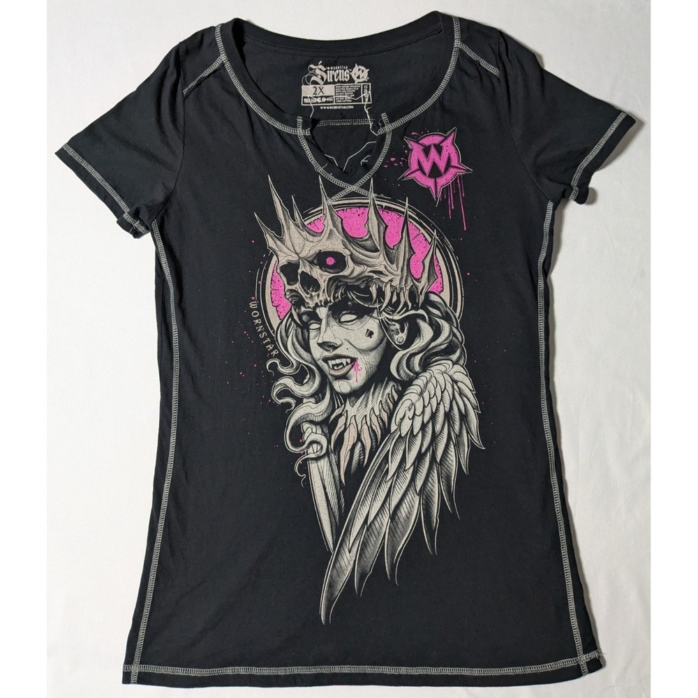 WORNSTAR SIRENS VAMPIRE QUEEN Black Double-Sided Applique T-Shirt‎ - Women 2XL